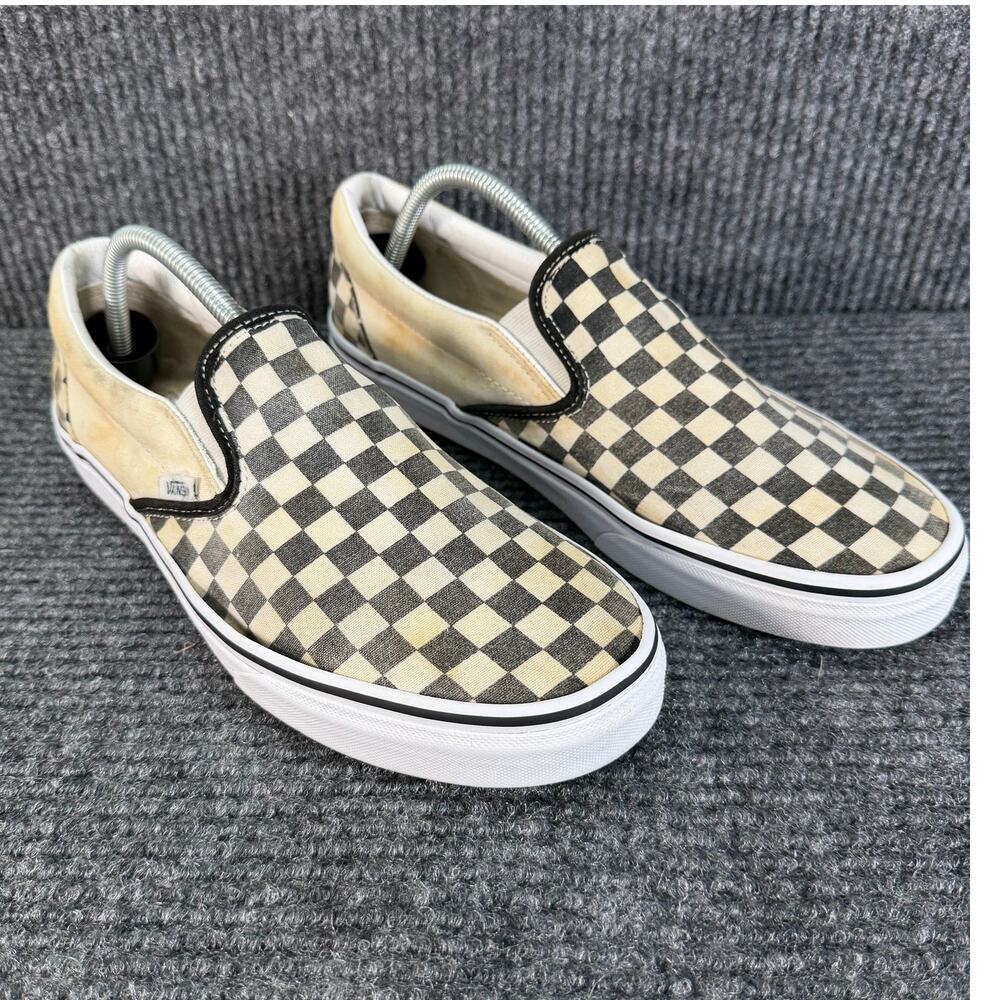 Vans Classic Checkerboard Slip On Mens 10.5 Womens 12 Skate Shoes Black White